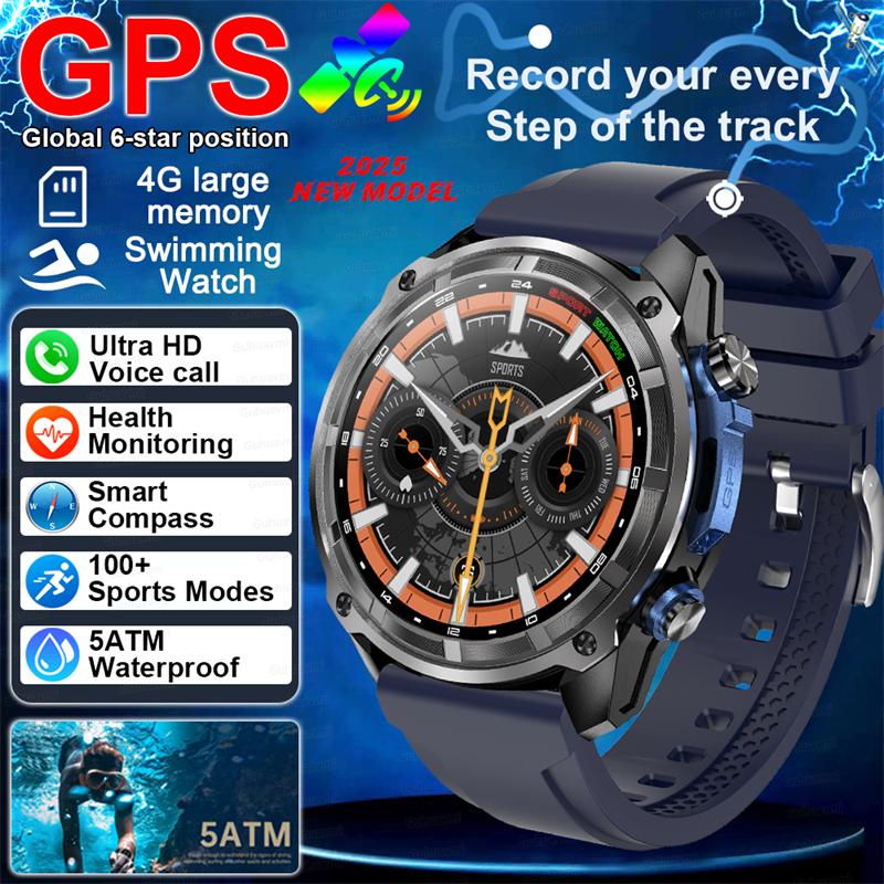 2026 GPS Smart Watches 3 ATM Waterproof Built-in Dual-band GNSS Compass Military GPS Map Heart Rate Sport Fitness Men SWIM Smartwatches