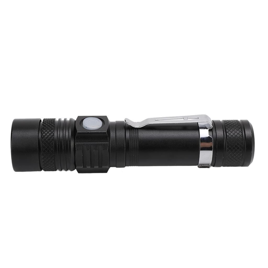 LED Handheld Flashlight USB Charging Portable 3 Gear Adjustment Zoomable Small Flashlight for Camping