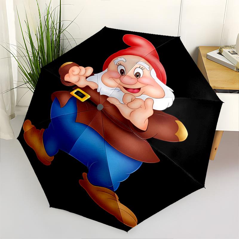 1pc Snow White Happy Dwarf Automatic Open/CloseUmbrella-CuteUmbrella with Cute Design, Portable 3-Fold Compact Umbrella for Men & Women, Val