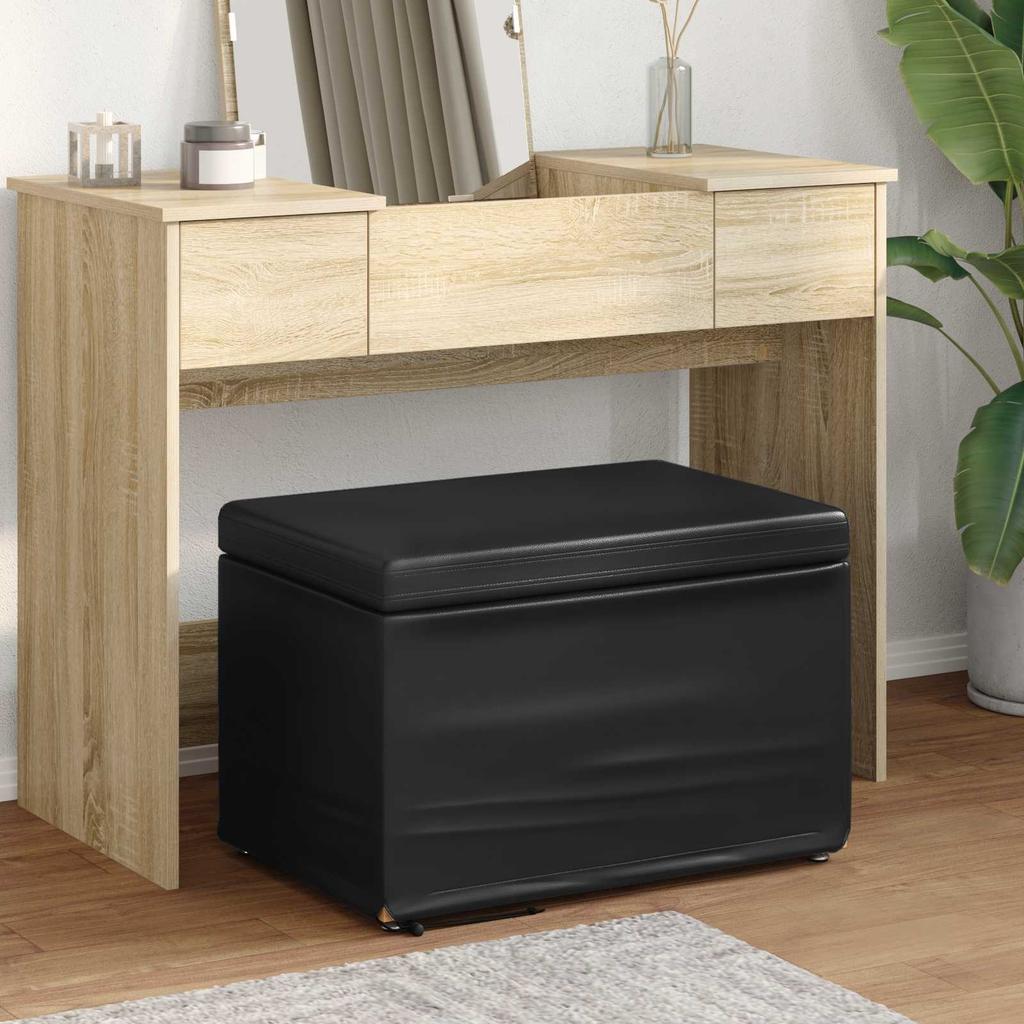 Black Stool 61 x 41 x 40 cm Faux Leather and Engineered Wood