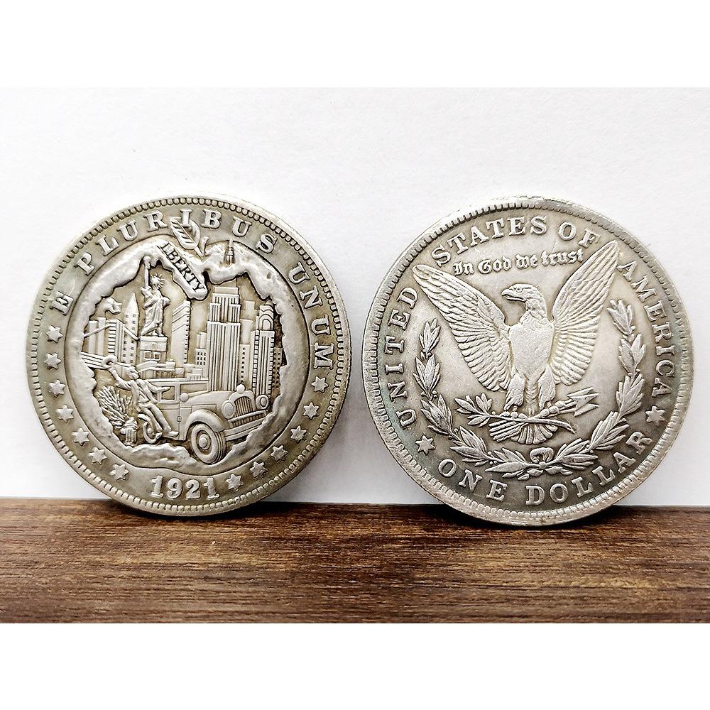 Fruit themed wandering coin, 1921, apple heart creative coin, antique silver dollar coin