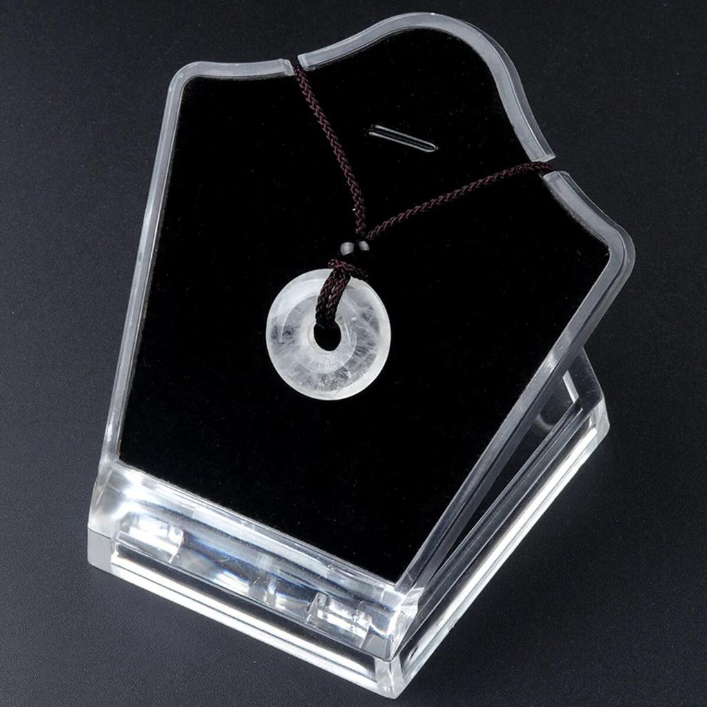 Peace Buckle Necklace Natural Stone Crystal Agates Doughnut Pendant For Girls Women Birthday Gift Chain 32CM