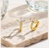 Gold Color Sparkling Crystal Zircon Hoop Earrings, CZ Flower Women's Cubic Zirconia Huggie Earrings Wedding Jewelry
