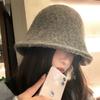 Winter versatile mixed color bucket hat women keep warm and show small face plush knitted bucket hat temperament versatile basin hat