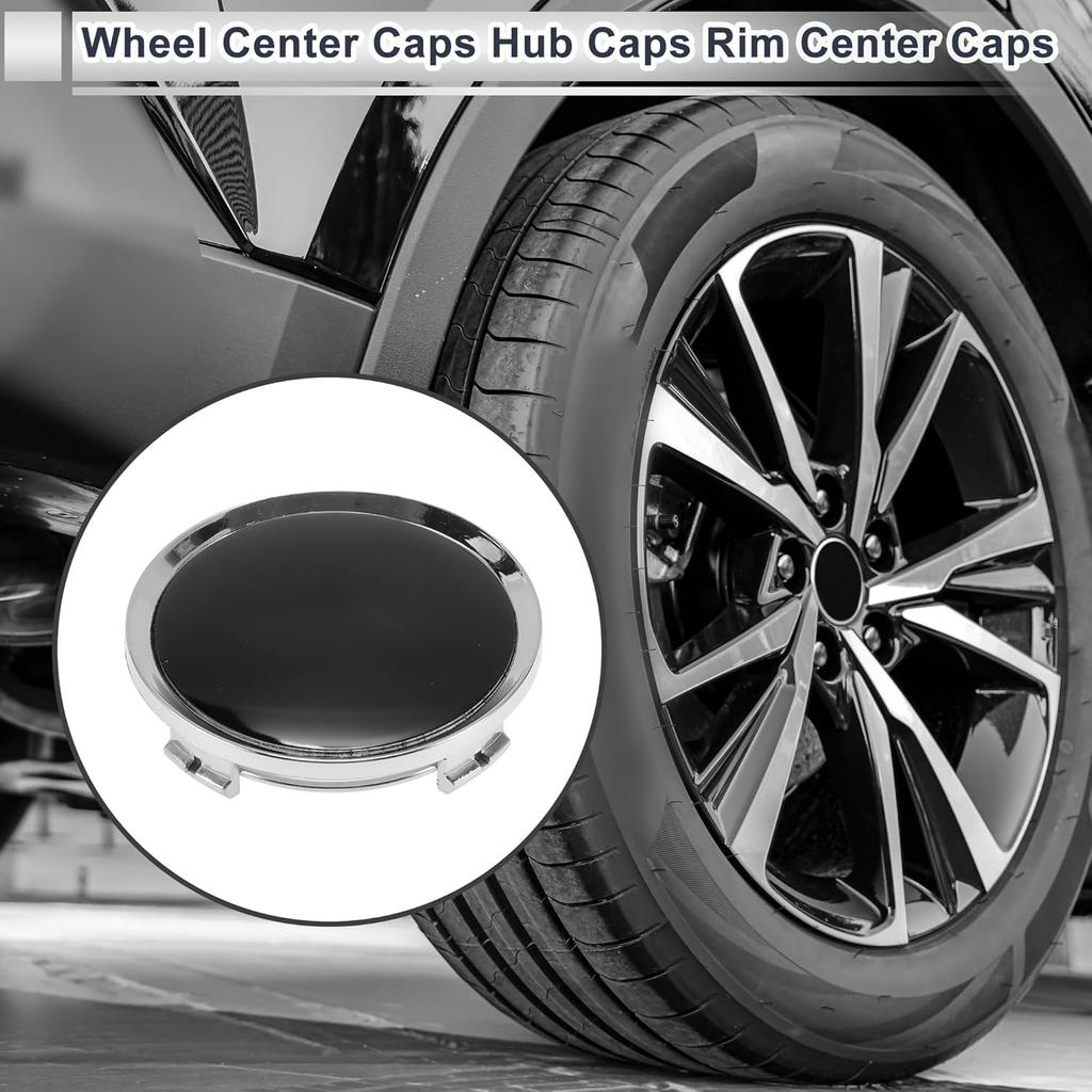 ACROPIX 4 Pcs Wheel Center Caps Hub Caps Rim Center Caps 2.76" 2.95" Wheel Caps Hubcap Center Covers Silver Tone Plastic 4 Clips
