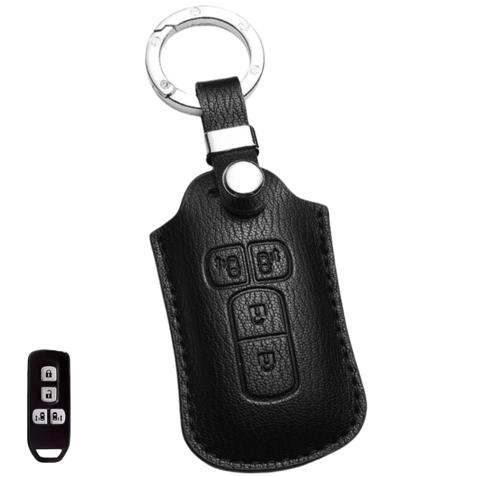 

Key Case Compatible with Honda and including the new Step Civic and with Leather Key Ring Cover [WiiLemz] N-BOX JF1, JF2, JF3, JF4, Wagon, N-BOX, чёрный