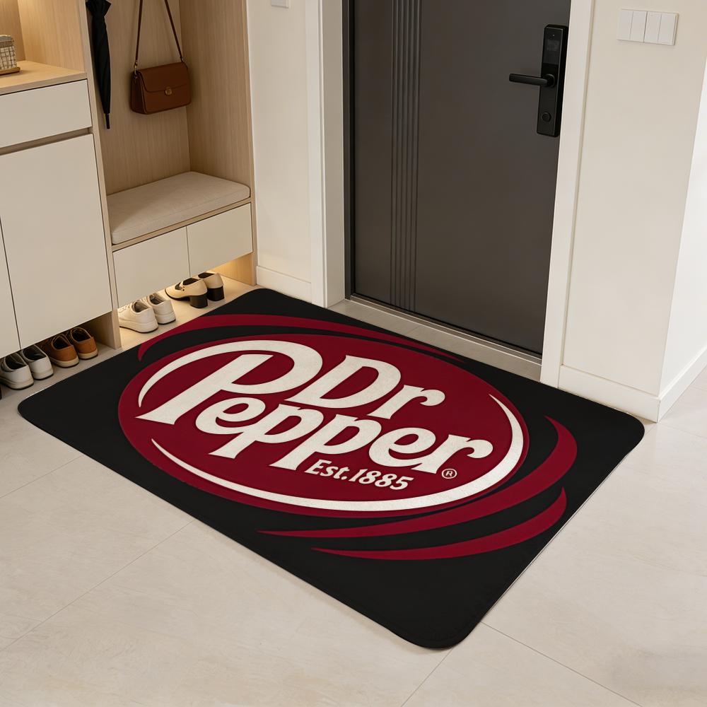 drink D-Dr Pepper Floor Mat Flannel Door Mat Non-Slip Absorbent Washable Indoor Home Rug
