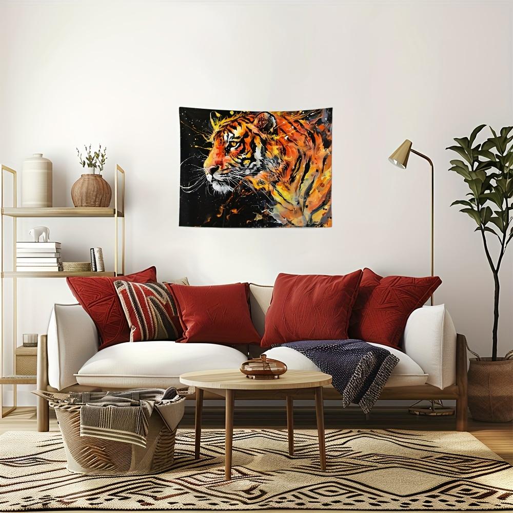 Graffiti Style Tiger Tapestry, Abstract Watercolor Tiger Wall Hanging, Modern Aesthetic Room Decor Suitable Offices Bars Party