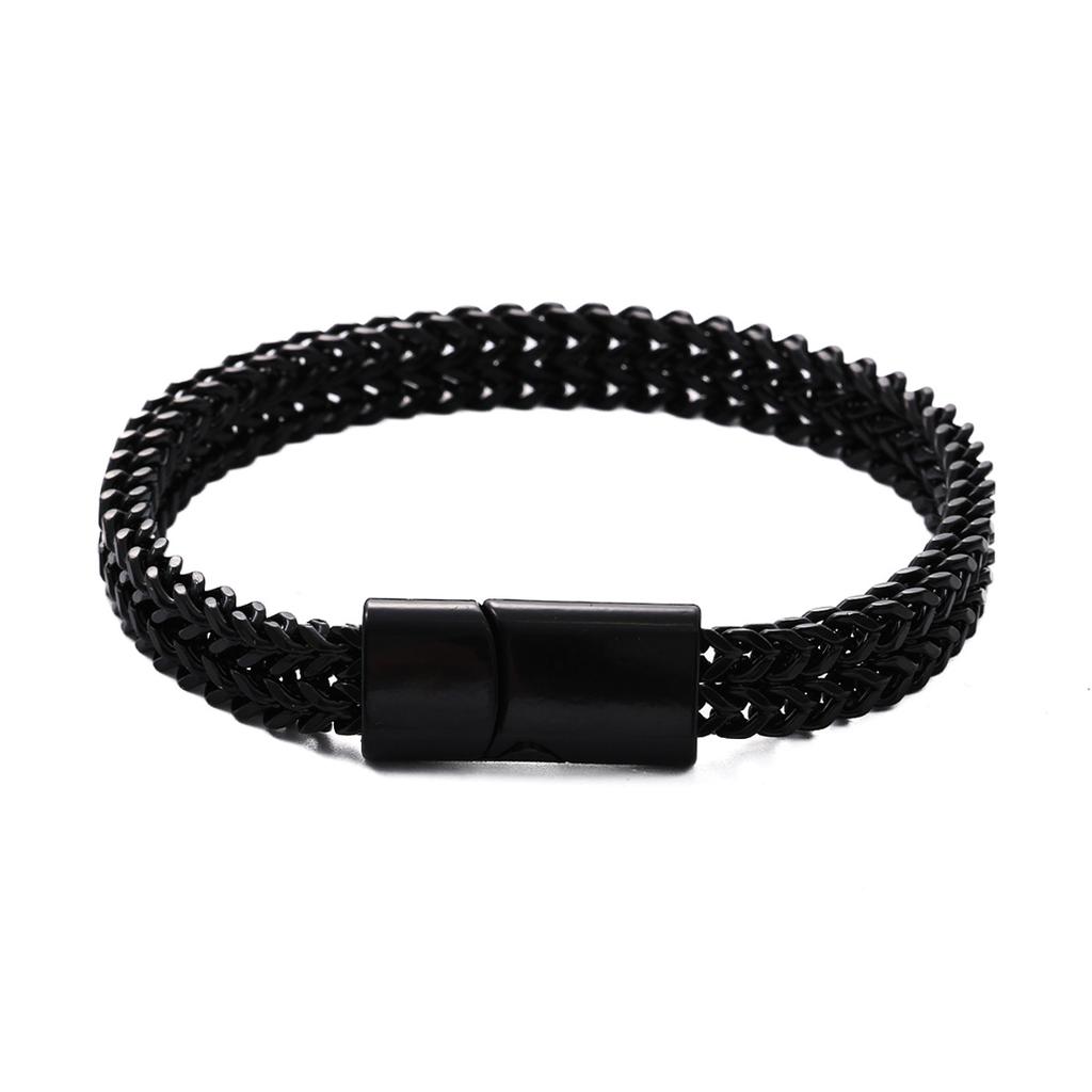 Hip Hop Stainless Steel Fish Scale Bracelet Men Double Row Front Back Punk Jewelry Trendy Gifts for Men Biker Rock