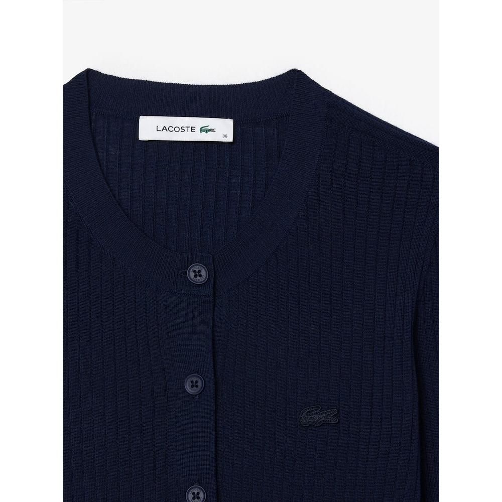 Lacoste Dámský kardigan úzkého střihu s žebrováním a kulatým výstřihem Af2560 54n 166 q2nAf2560 54n166
