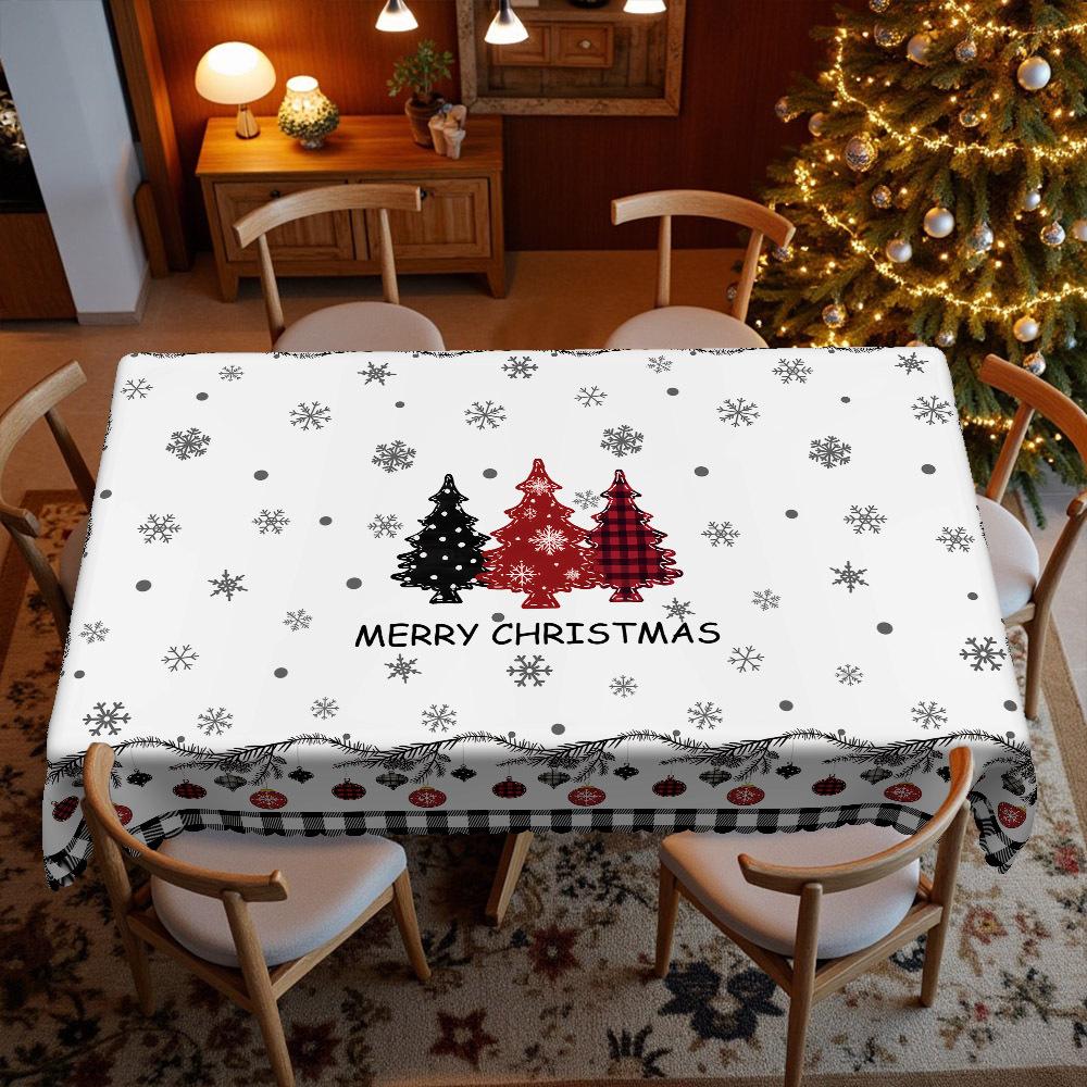 

Christmas Round Tablecloth, Snowflake Christmas Tree Print, Dining Table Coffee Table Tv Cabinet Cover, Oil-Proof, Waterproof And Leave-In. Round tablecloth-152x152cm