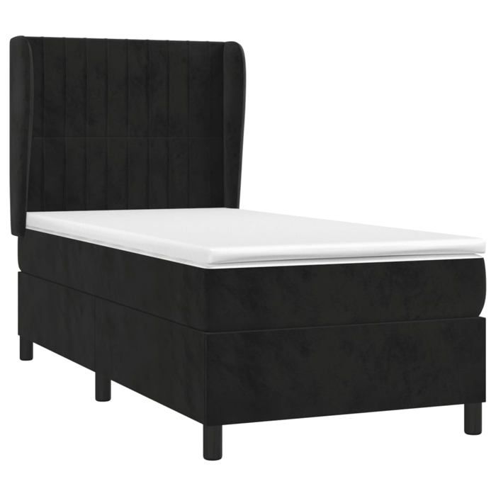 3129305 vidaXL Divan Bed with Mattress Black 90x190 Cm Velvet