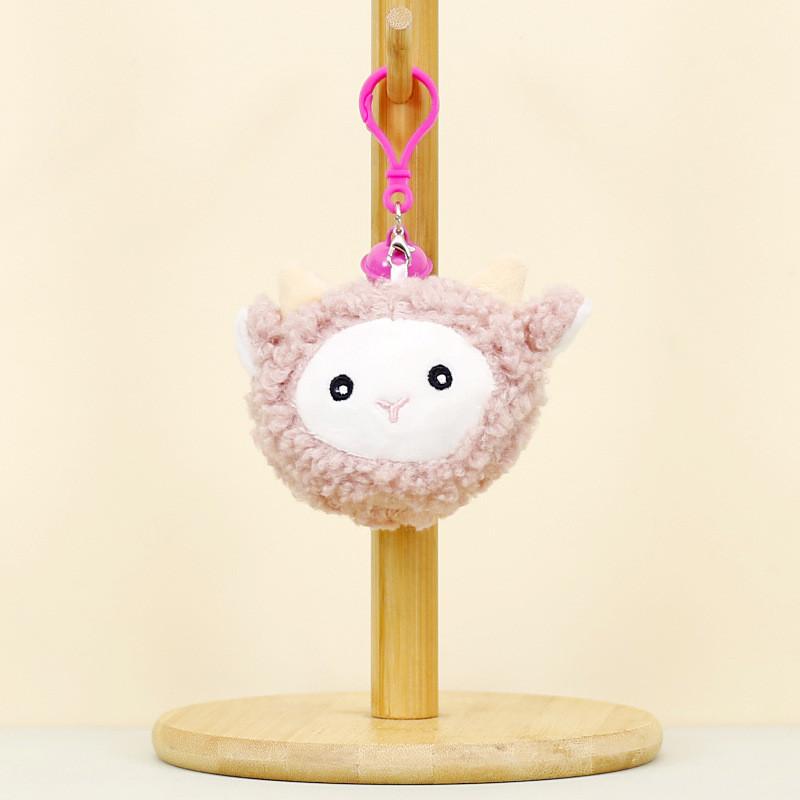 Adorable Plush Sheep Keychain Soft Bell Lamb Head Cute Couple Bag Charm Doll