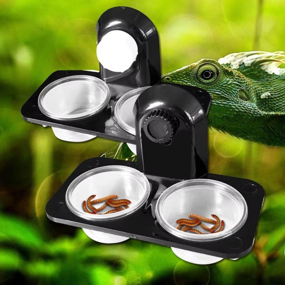 Dual Purpose Insect Feeding Dish Plastic Gecko Feeding Ledge Reptile Feeder Bowl for Snake