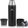 SANTECO Water Vacuum 1 Thermos with Stainless Steel 2 Cup Thermal Cold Large Compatible with Sports KOLIMA Black Bottle, Insulated, Liter, Cup,