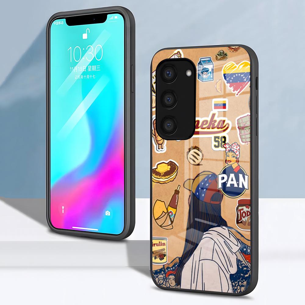 

Эстетичный арт чехол для телефона Венесуэла для Samsung S26 S25 S24 FE S23 S22 S21 Plus S20 Ultra Note20Ultra Черная стеклянная крышка Galaxy S25 Edge