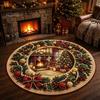 Festive Round Mat for Christmas 3D Rug, Optical Illusion Area Santa Gnome Non-slip Play Toddlers Pattern, Holiday Floor Living Room Entryway