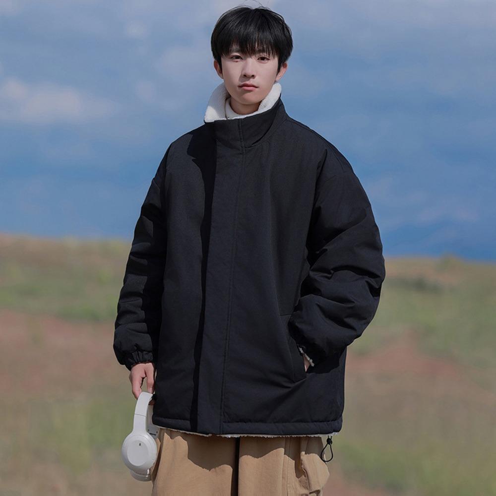 Winter new fashion versatile velvet windproof waterproof cotton-padded clothes men's casual jacket