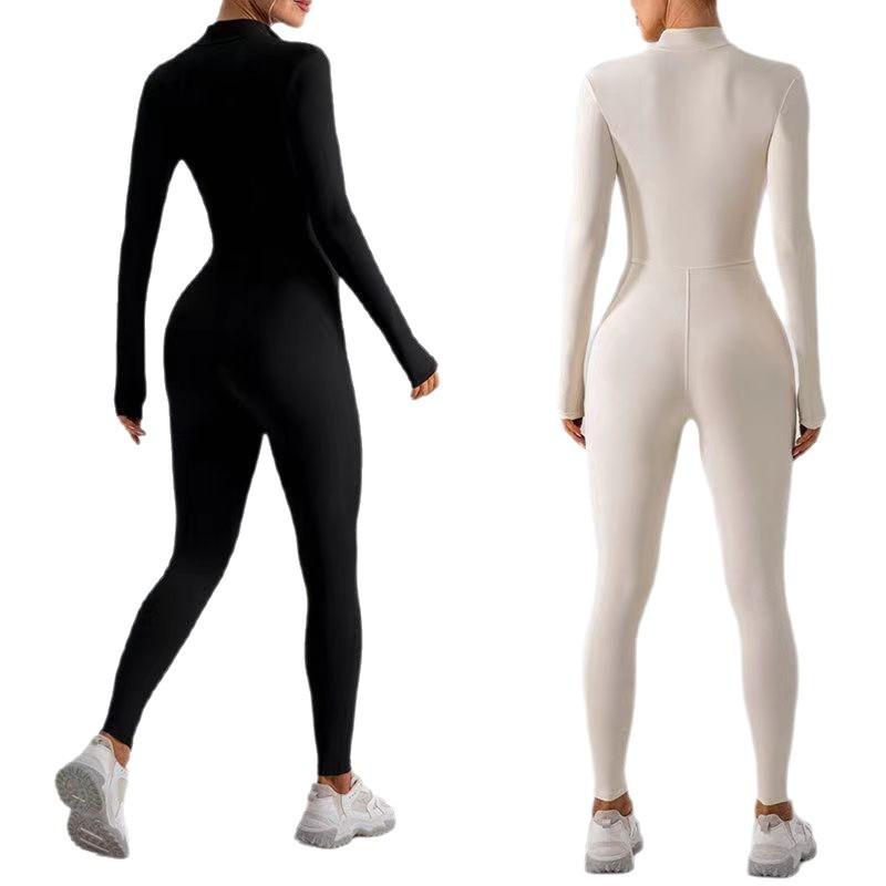 Yoga Bodysuit Women One Piece Long Sleeve Sport Jumpsuit Seamless Fitness Workout Running Romper