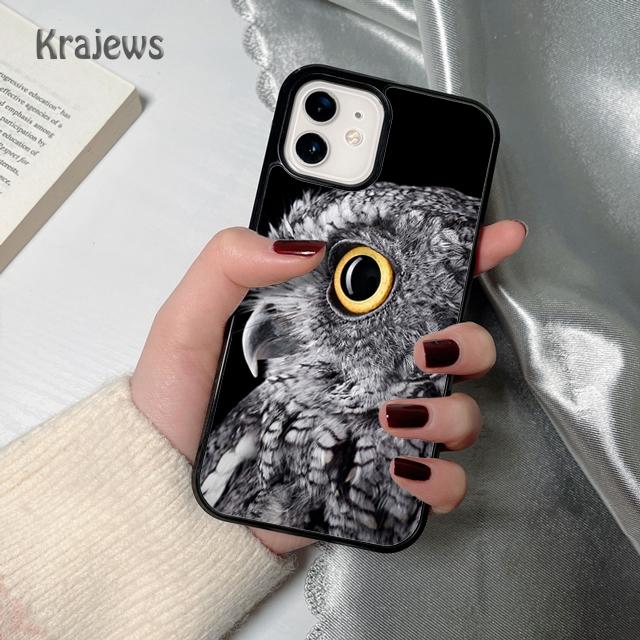 

Krajews Animal Owl Eyes soft Phone Case Cover For iPhone 17 Air 16 15 14 plus 12 13 pro max coque Shell Fundas iPhone 11pro max