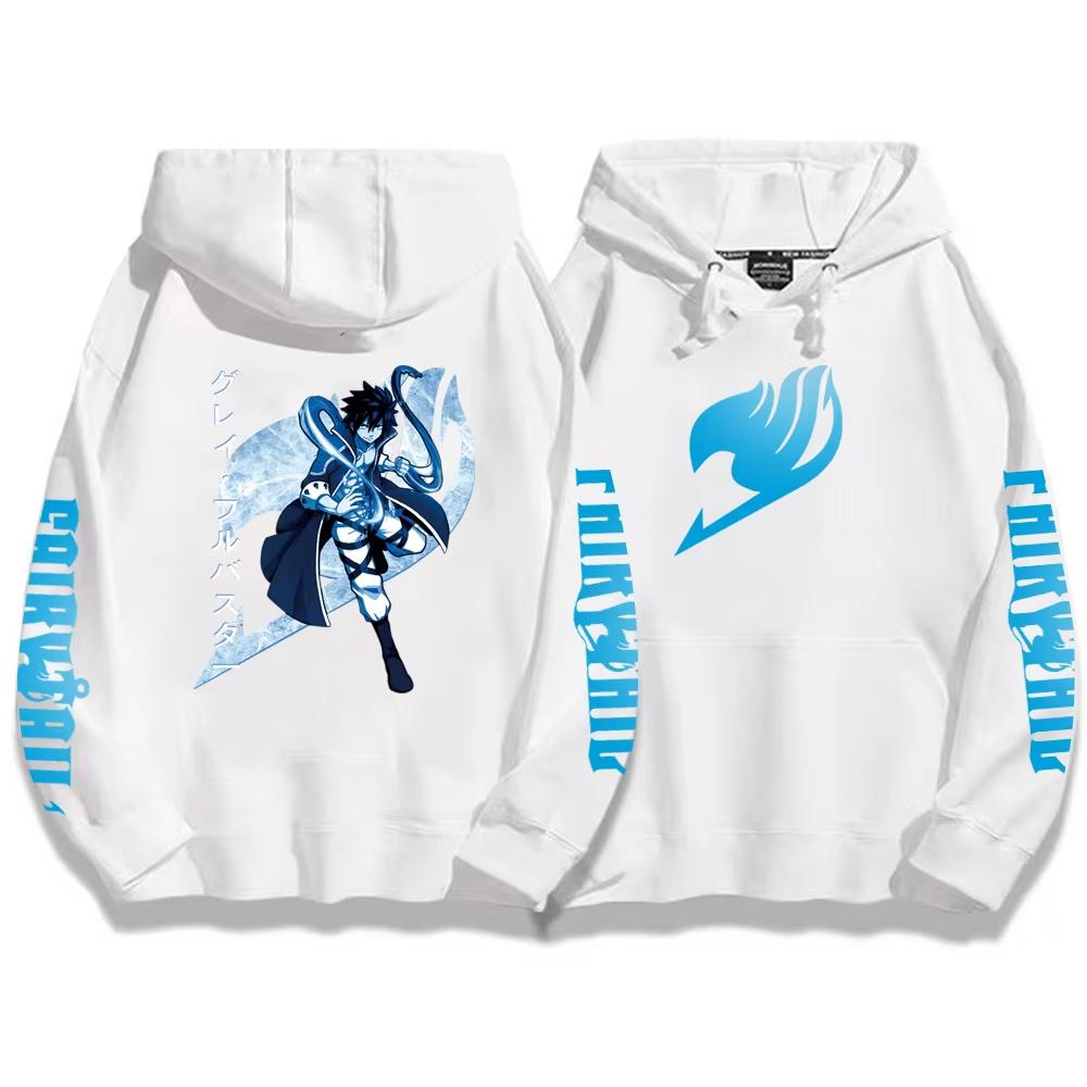 Japan Anime Fairy Tail Gray Fullbuster Graphic Print Hooded Men Women Casual Loose Hoodies Male Streetwear Harajuku Sweatshirt