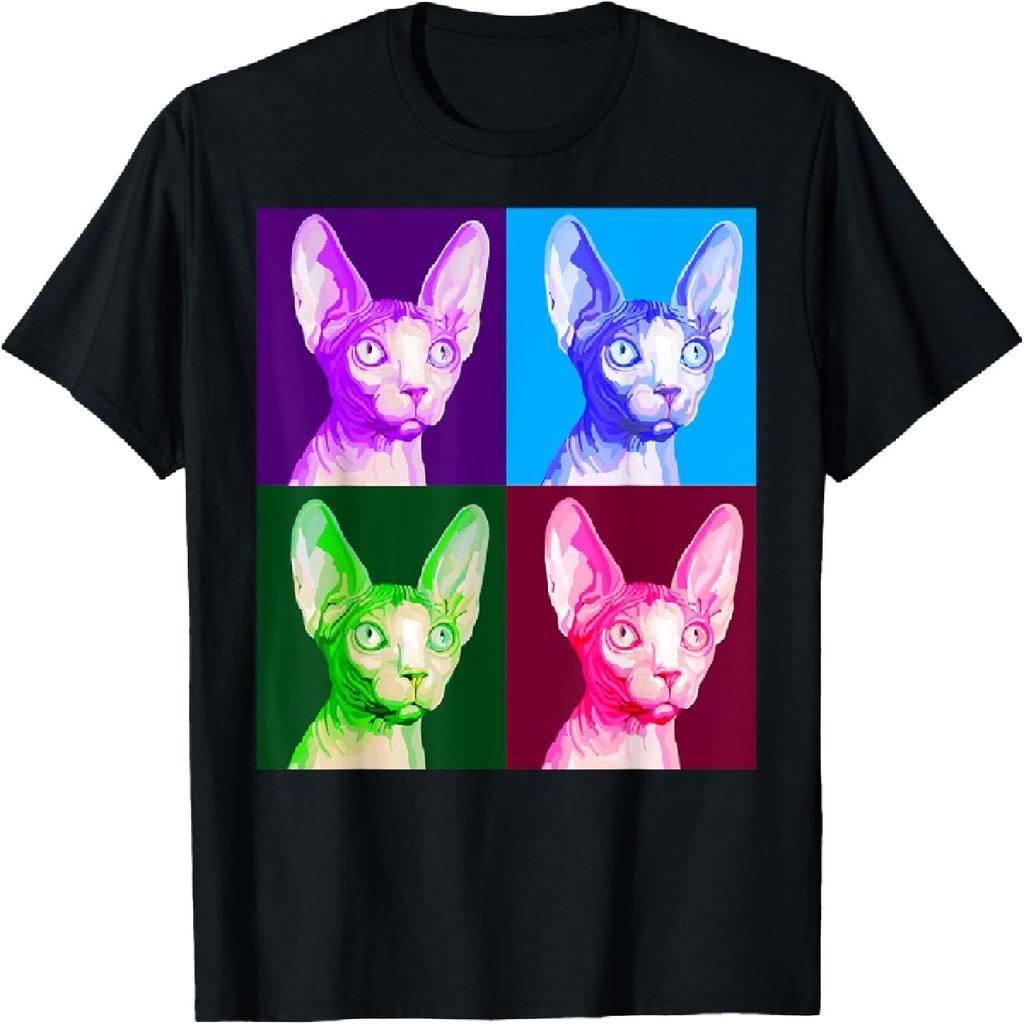 Pop Art Sphynx Cat Portrait T-Shirt
