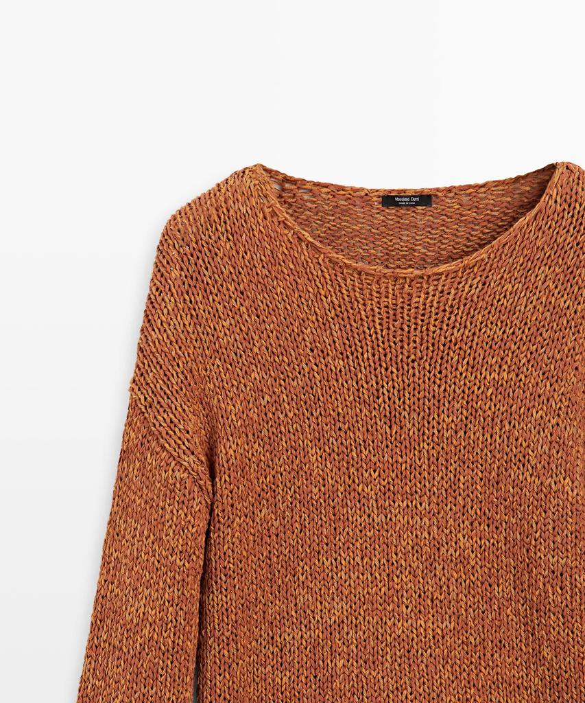 Masimodutti Cotton Blend Open Knit Sweater