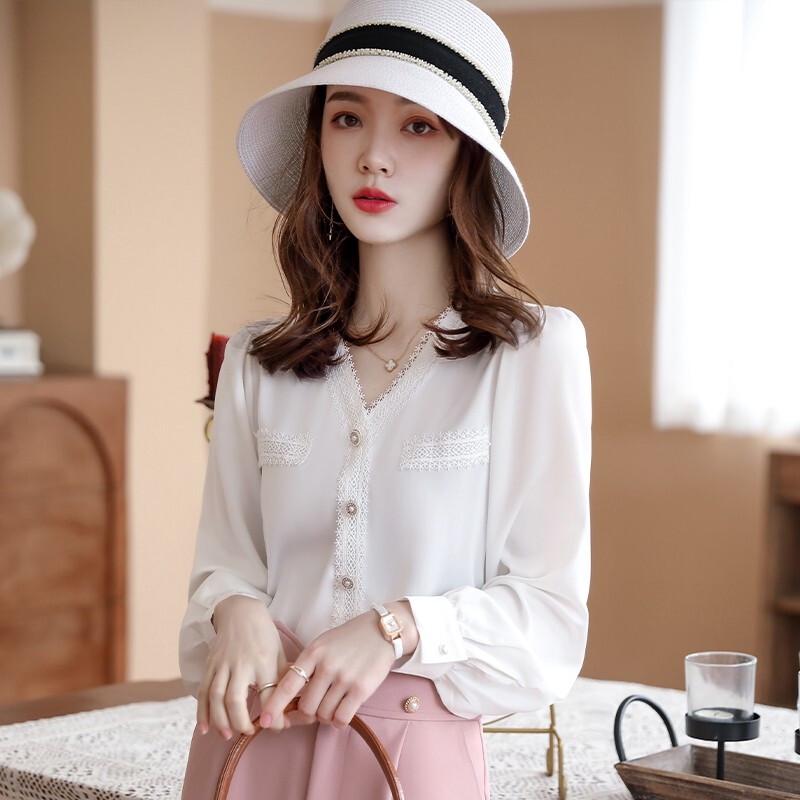 Women s Lace Patchwork Long-Sleeve Shirt M