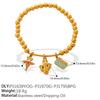 Vintage Vacation Style Smiley Face Rainbow DIY Multi-pendant Gold Beaded Bracelet Gold-plated Stackable Jewelry