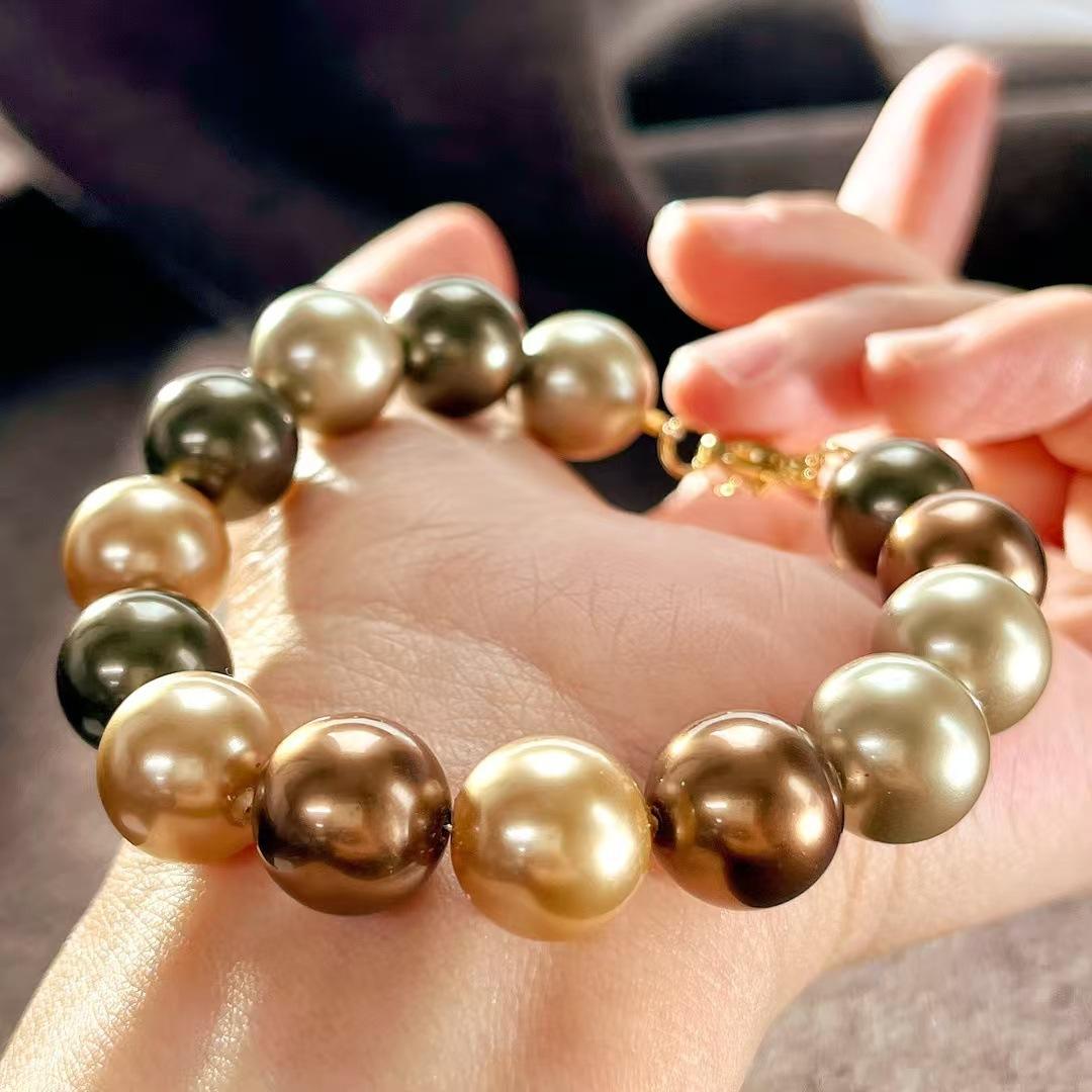 12Mm Vintage High Quality Tahitian Merad Artificial Crystal Pearl Bracelet Bracelet