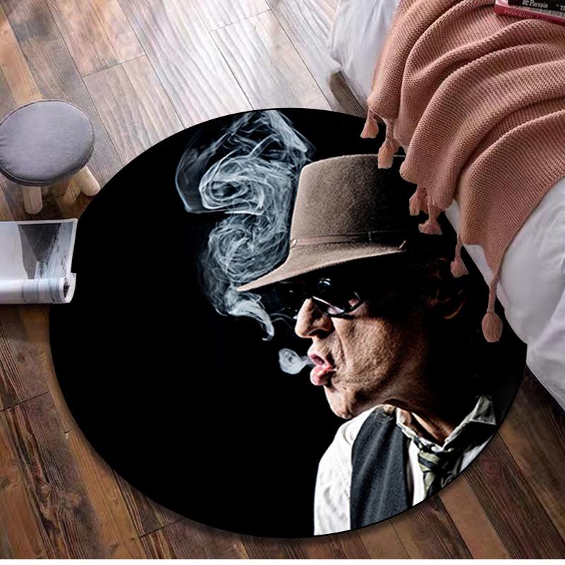 1 vnt. Udo Lindenberg apvalus spausdintas kilimas - namų dekoracija Kilimas svetainei, miegamajam, grindims, kompiuterio kėdės plotui