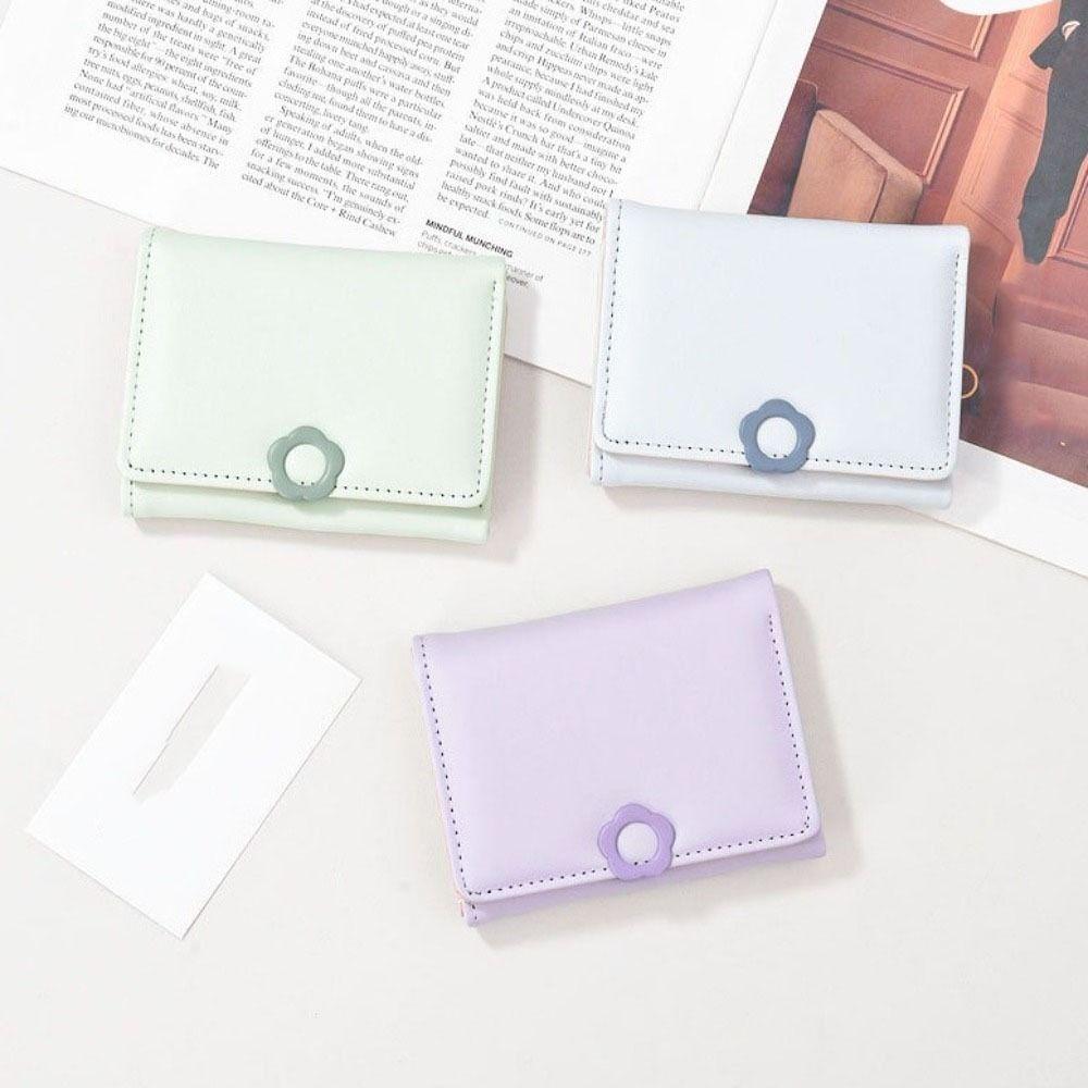 Multi-card Folding Purse Pu Leather Card Holder Portable Tri-Fold Wallet  Ladies