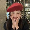 Autumn And Winter Metal Standard Wool Beret Female Korean Version Literary And Retro Painter Hat Showing Face Small Cloud Hat