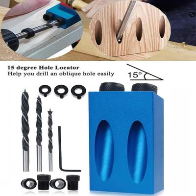 Plantilla para tornillos de bolsillo, taladro de 15 grados, kit de carpintería, diseño compacto, guías portátiles para carpintería, herramienta localizadora de ángulo de unión