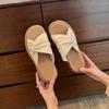 Comfortable, thick-bottomed heightening pleated slippers women's 2025 new Korean version of versatile flat-bottomed one-word sandals summer wear