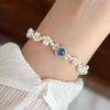 S925 Sterling Silver Bracelet with Pink Chalcedony, Aquamarine, and Pearls - Elegant Women's Beaded Jewelry