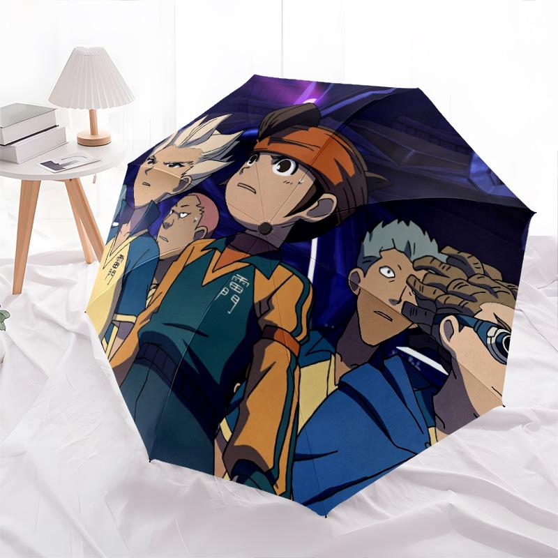 Inazuma Eleven  pattern, automatic folding umbrella, portable and foldable design, 8 ribs, a Christmas or birthday gift.