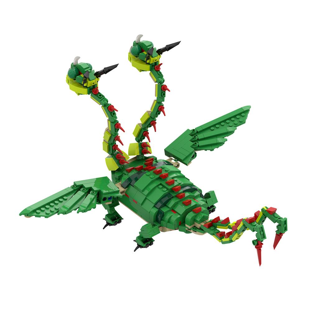 MOC İki Başlı Ejderha Model Yapı Taşları Macera Filmi Çirkin Zippleback Çizgi Film Ejderhası Hayvan Tuğla Oyuncak Yetişkin Hediyesi