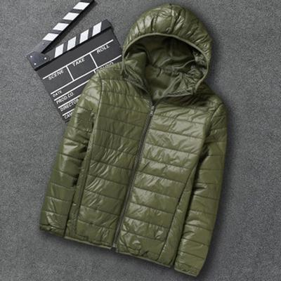 Yousheng Herren Baumwollmantel mit Kapuze, lange Ärmel, Reißverschlussleiste, warme Oberbekleidung, einfarbig, dünner Steppmantel mit Taschen