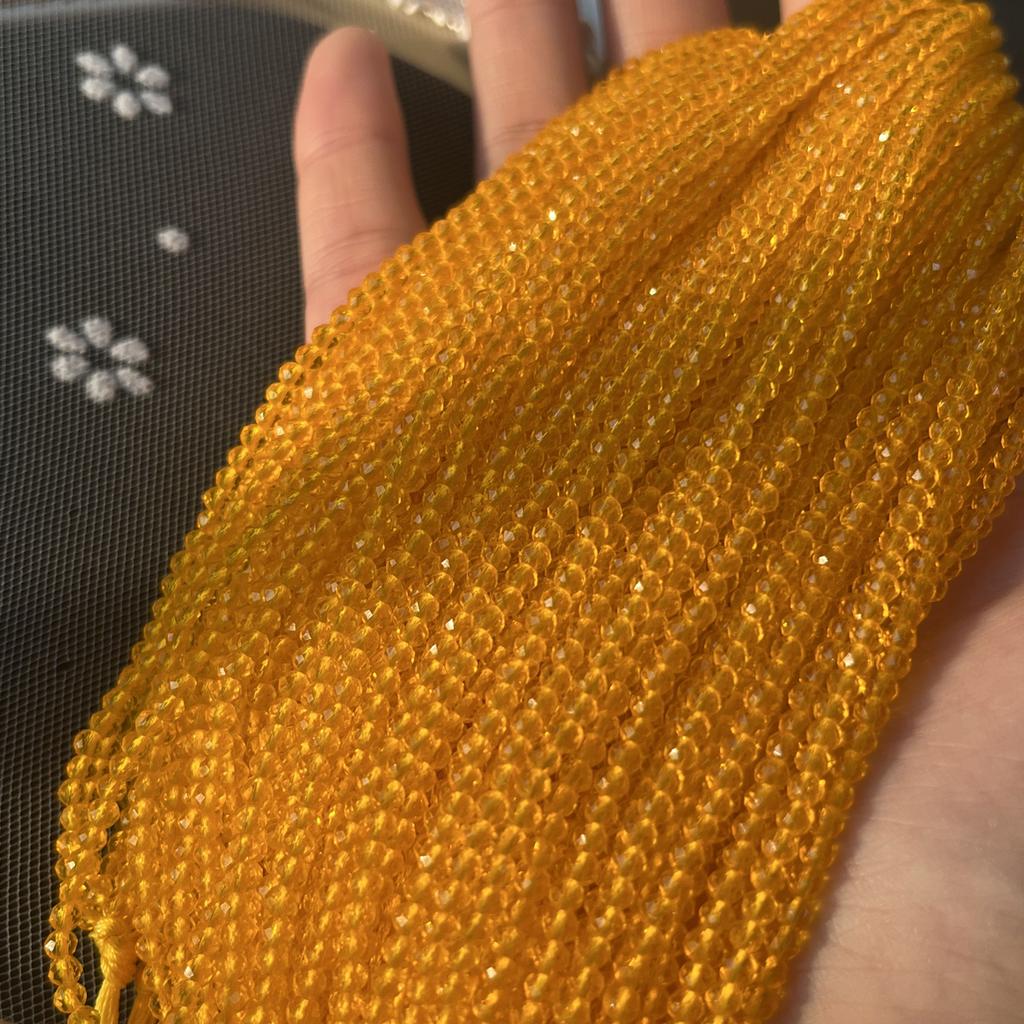 5String, Facet Natural Stone Spinel Beads, Fashion Golden Yellow Loose Spacer Beads, 2mm, 3mm for DIY Necklace, Bracelet, Anklet Accessories 38cm