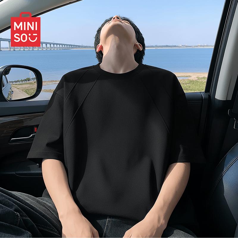 MINISO Men s Trendy Deconstructed Short Sleeve T-Shirt L