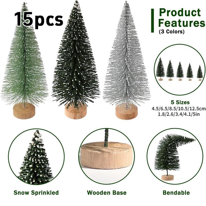 8/12pcs Mini Wooden Christmas Trees Artificial Christmas Tree For Xmas Tabletop Ornaments Christmas Decorations 2025 Navidad