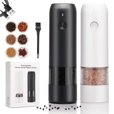 Ensemble de Moulins à Sel et Poivre Électriques Automatiques Rechargeables par USB avec Gravité Moulins à Épices Réglables Outils de Cuisine