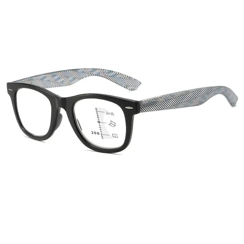 Fashion Progressive Multifocal Glasses for Men Women Unisex Blue Light Blocking Glasses Trendy Vintage Far Sight Eyeglasses