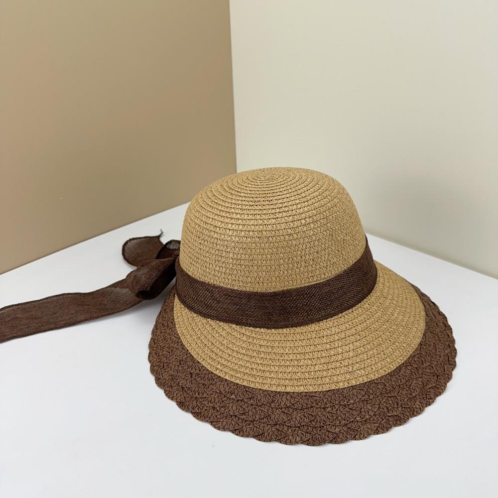 Foldable Straw Weaving Beach Hat Portable Bucket Hat Equestrian Hat Big Brimmed Woven Cap  Travel