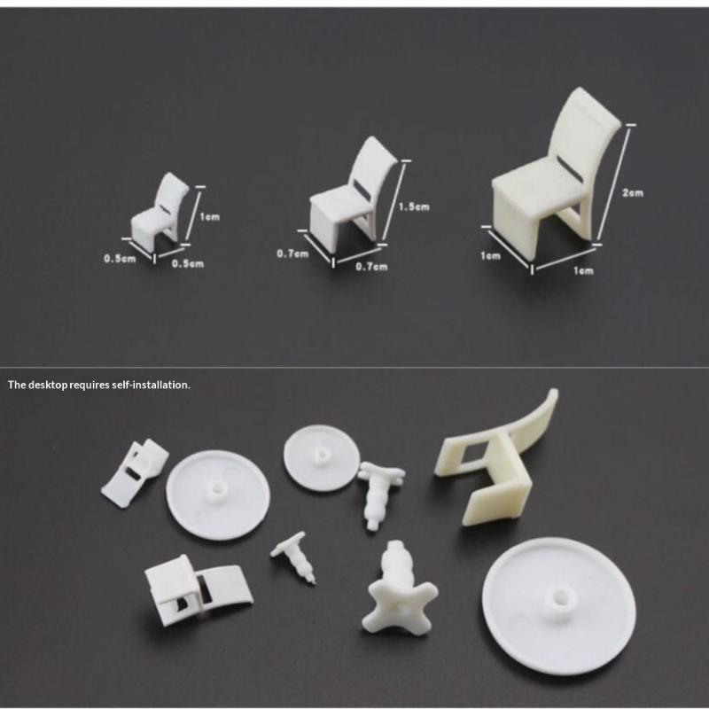 Mini Furniture Table Chairs Model Set Wear Resistant 1:50 1:75 1:100 Scale for Sandtable Diorama Railway Scene Build