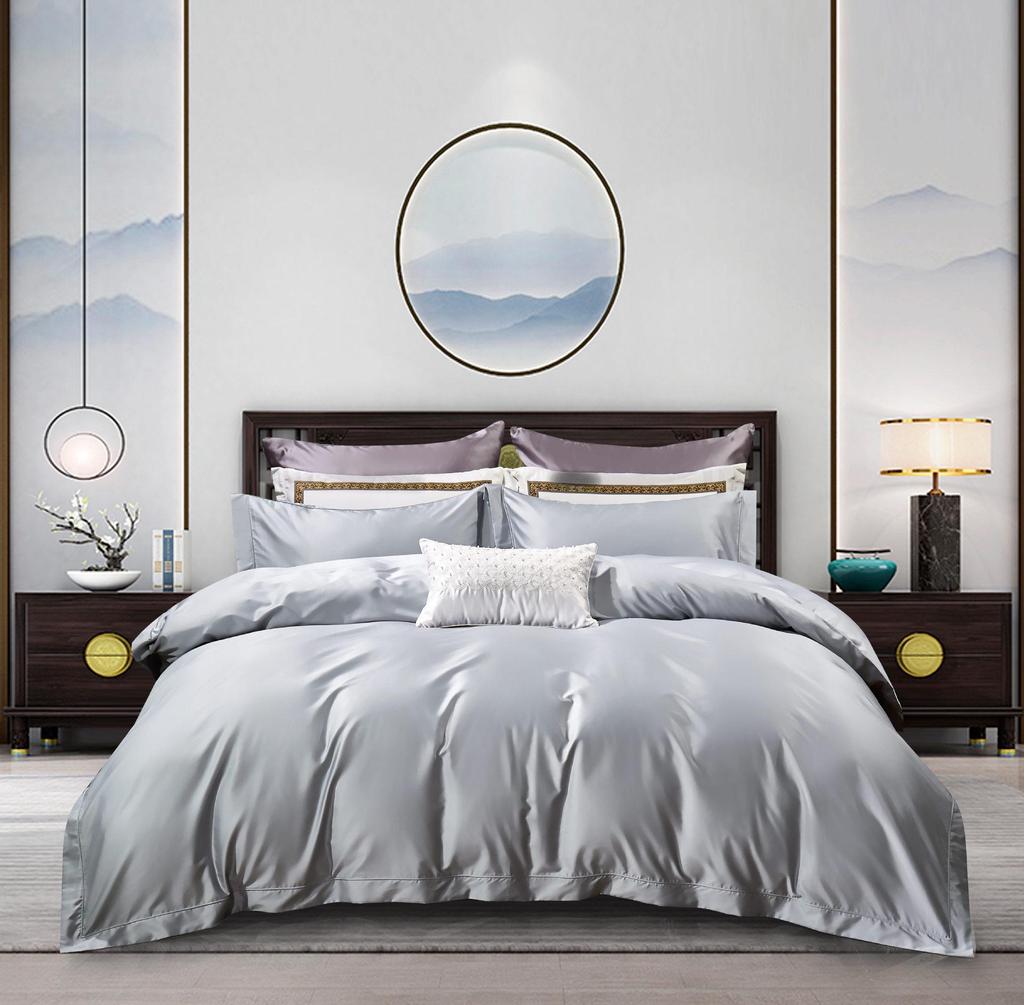50S Pure Cotton Sateen Solid Color Brocade Fabric Duvet Cover & Bed Sheet Hotel Collection