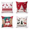 Christmas Decorative Pillows Reindeer Snowman Pattern Square Polyester Pillowcase, Modern Sofa Decorative Cushion Cover