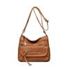 Large Capacity Shoulder Bag Women's Multi-Layer Lightweight Soft Leather Crossbody Bag