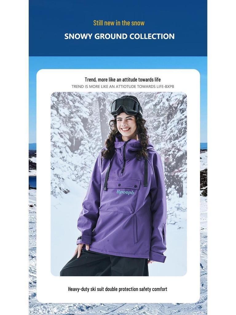 Unisex Windproof Waterproof Ski Suit – Warm, Loose-Fit, Plus Size Skiwear for Couples